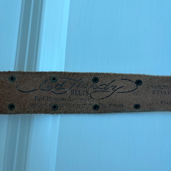 Ed Hardy Leather Belt – Ombre Blue & Pink Studded – Size M - Picture 6 of 8